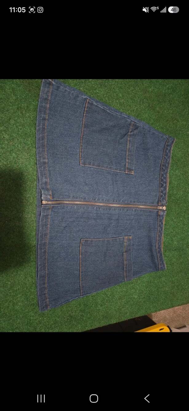 Refuge Denim Mini Skirt Size XL Blue Zip Back Pockets